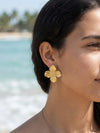 Gold-tone flower statement earrings