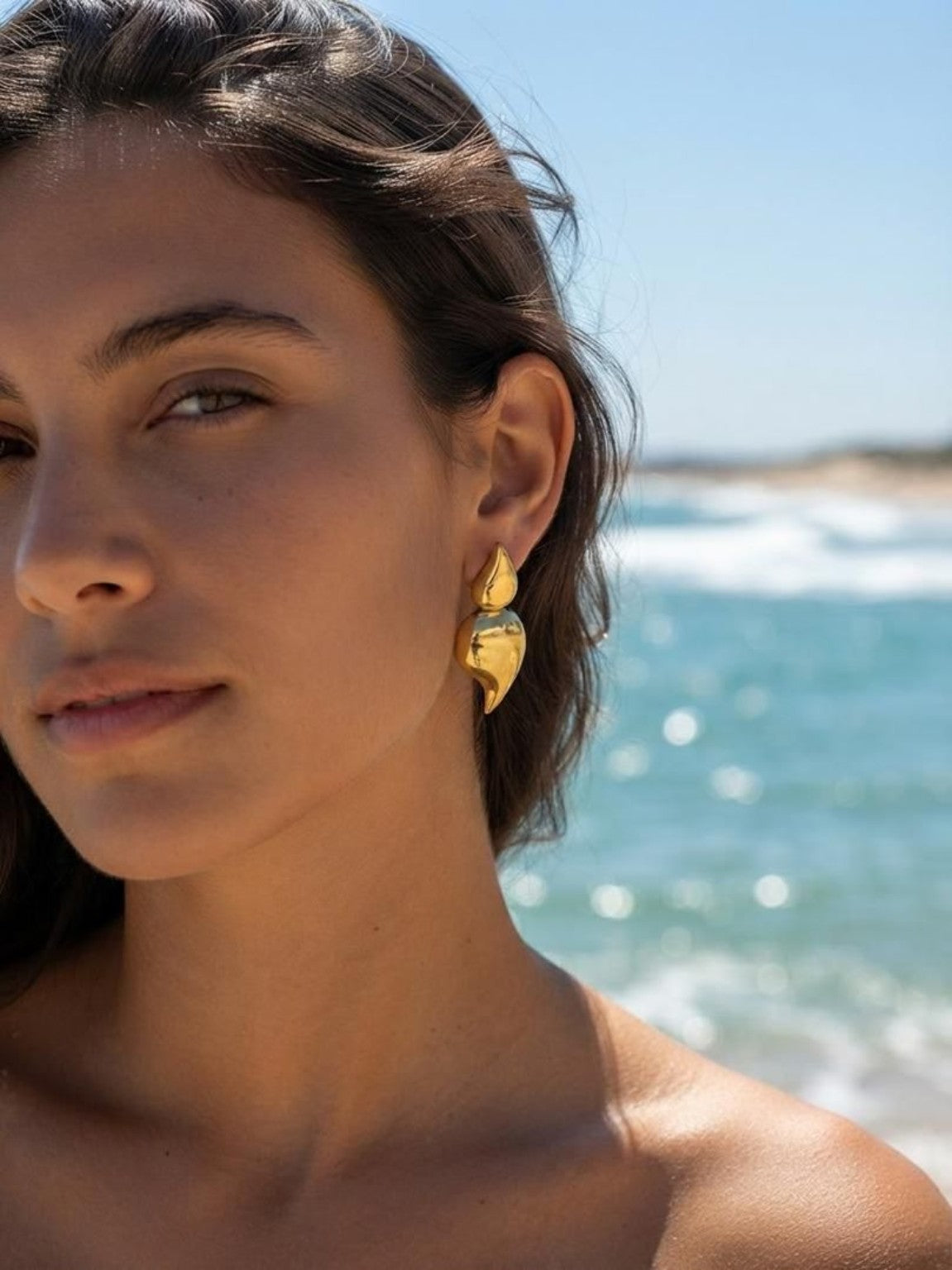 Sculptural gold-tone drop earrings